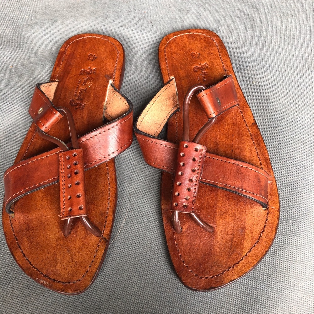 Slip on leather sandals